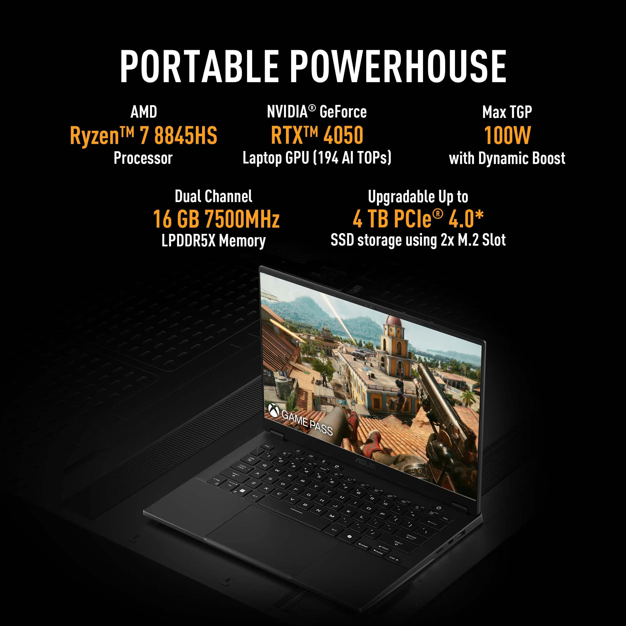 ASUS TUF Gaming, AI Powered Gaming Laptop, AMD Ryzen 7 8845HS, RTX 4050 GPU (16GB/1TB/35.56 cms (14) 2.5K/Windows 11 Home) - Image 3