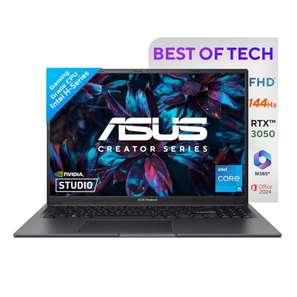 ASUS Vivobook 16X, Creator Laptop, Intel Core i5-13420H (16GB/512GB/RTX 3050/16.0" WUXGA/Windows 11 Home/Office Home 2024 + M365 Basic (1 Year Validity)*)