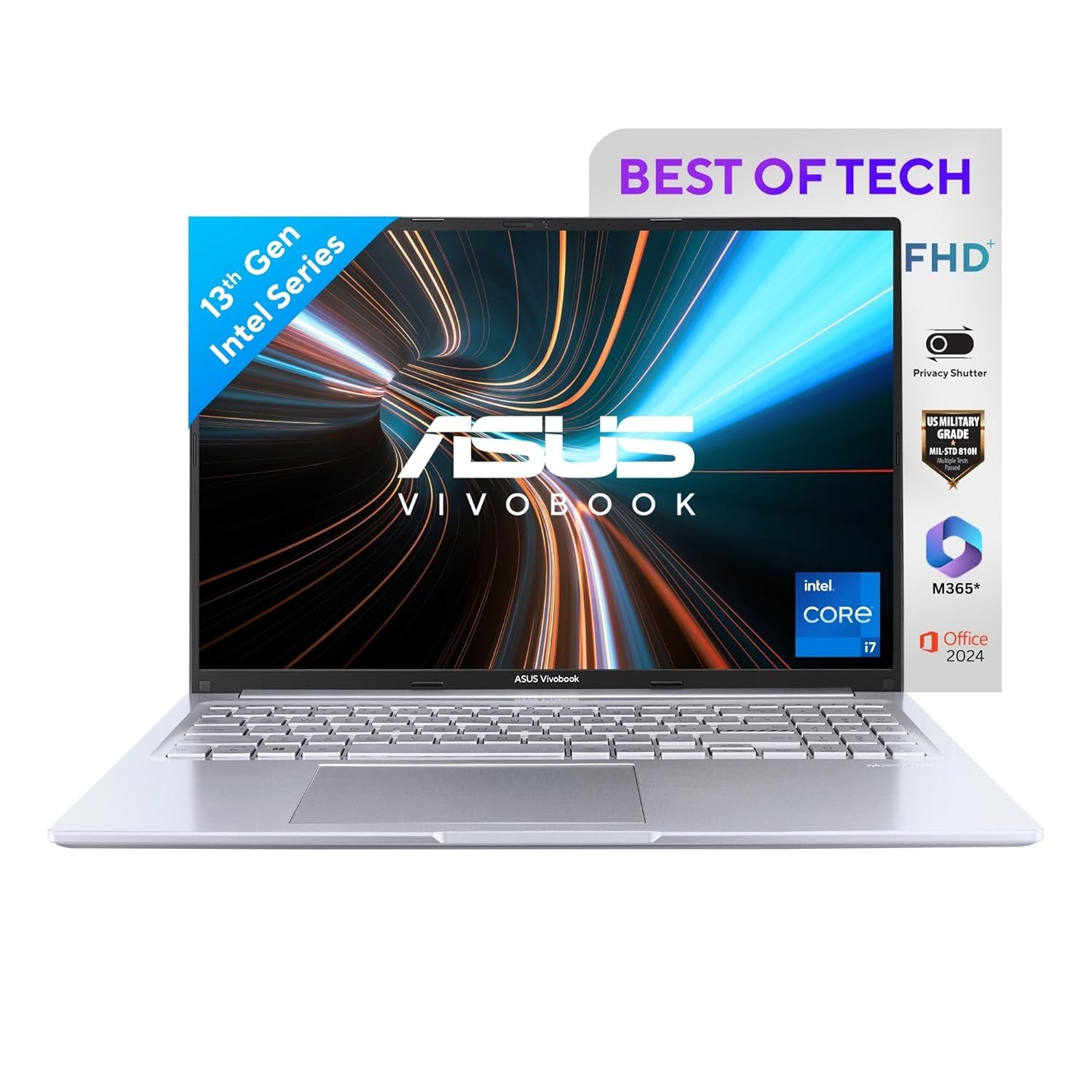 71ZlE6arPQL._SL1500_ ASUS Vivobook 16, Everyday Laptops, Intel Core i7-13620H (16GB/512GB/Intel UHD Graphics/16.0" WUXGA/Windows 11 Home/Office Home 2024 + M365 Basic (1 Year Validity)*) - Image 1