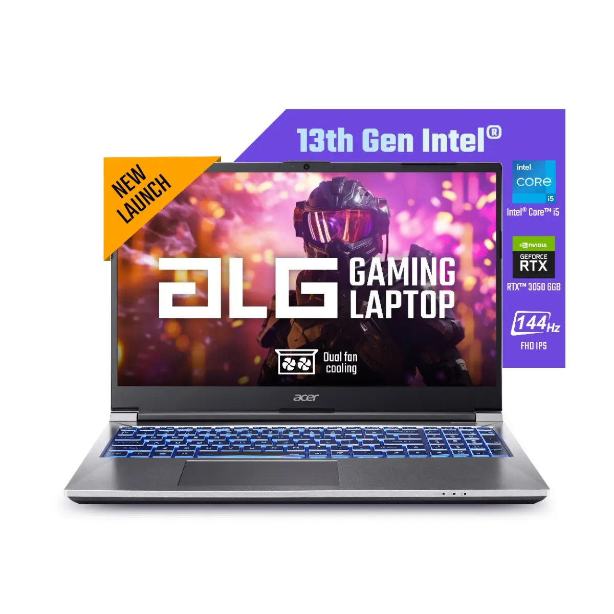 frame-1_3_un.34lsi.00a.jpg Acer ALG 13th Gen Intel Core i5-13420H processor Gaming Laptop (Windows 11 Home/16GB RAM/ 512GB SSD/NVIDIA GeForce RTX 3050 - 6GB DDR6)AL15G-53 with 39.6 cm (15.6") FHD Display, Backlit Keyboard, 144Hz, Steel Gray, 1.99kg - Image 1
